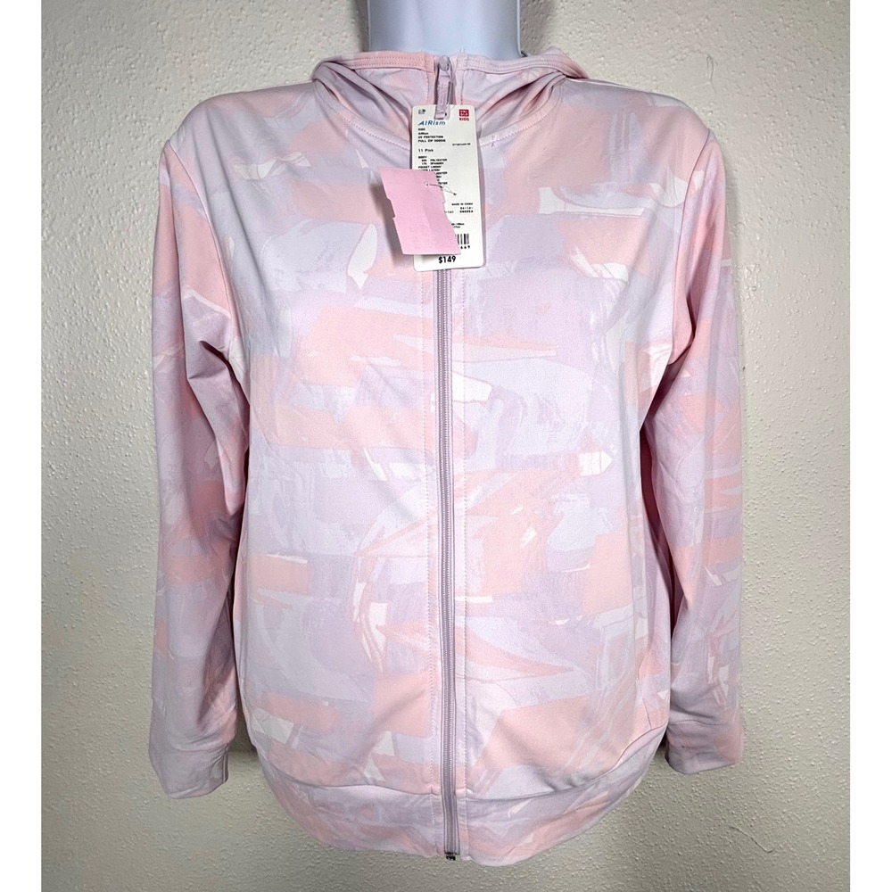 Uniqlo Airism UV Protection Full Zip Hoodie Pink Camo Kids 11/12Y RARE $149 NWT